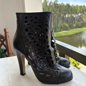 Valentino laser cut Black Ankle Boots